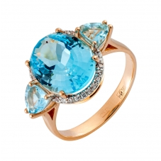 Кольцо 1989 Голубой топаз