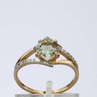 Кольцо. Аметист зеленый. Арт.035АзКц из золота 585 пробы