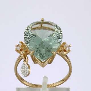 Кольцо. Аметист зеленый. Арт.384АзКц из золота 585 пробы