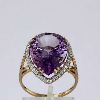 Кольцо. Аметист. Арт.1127АКц из золота 585 пробы