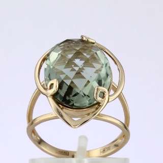 Кольцо. Аметист зеленый. Арт.1330Аз из золота 585 пробы