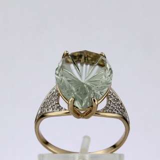 Кольцо. Аметист зеленый. Арт.1348АзКц из золота 585 пробы