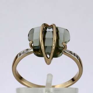 Кольцо. Аметист зеленый. Арт.1354АзКц из золота 585 пробы