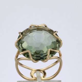Кольцо. Аметист зеленый. Арт.1407Аз из золота 585 пробы