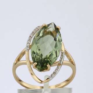 Кольцо. Аметист зеленый. Арт.1415АзКц из золота 585 пробы