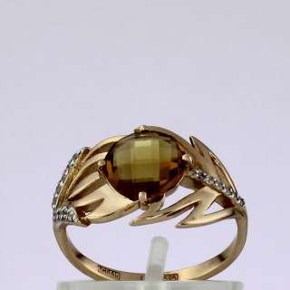 Кольцо. Цитрин. Арт.1459ЦКц из золота 585 пробы