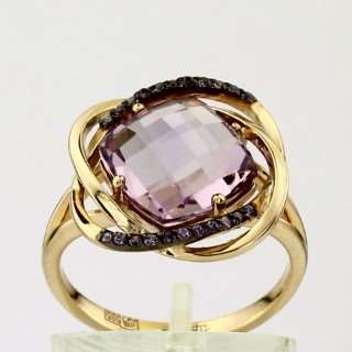 Кольцо. Аметист. Арт.1766АКц из золота 585 пробы