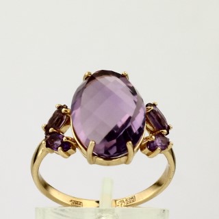 Кольцо. Аметист. Арт.1772А из золота 585 пробы