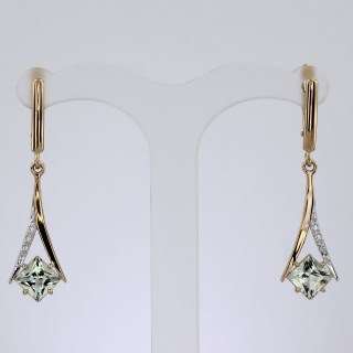 Серьги. Аметист зеленый. Арт.035АзКц из золота 585 пробы