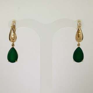 Серьги. Агат. Арт.056Агз из золота 585 пробы