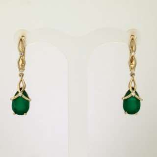 Серьги. Агат. Арт.139АгзКц из золота 585 пробы