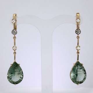 Серьги. Аметист зеленый. Арт.384АзКц из золота 585 пробы