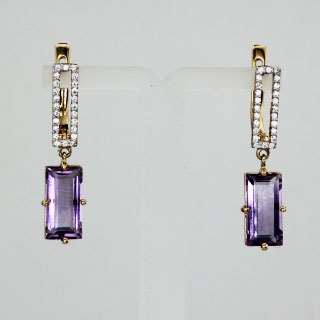 Серьги. Аметист. Арт.518АКц из золота 585 пробы