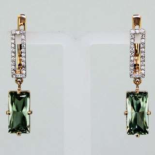 Серьги. Аметист зеленый. Арт.518АзКц из золота 585 пробы