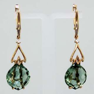 Серьги. Аметист зеленый. Арт.583АзКц из золота 585 пробы