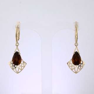 Серьги. Цитрин. Арт.1323Ц из золота 585 пробы