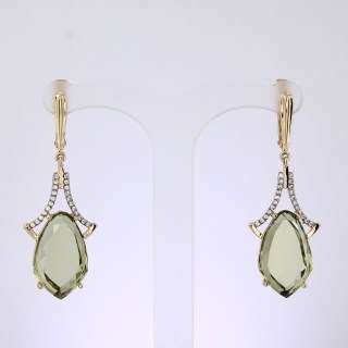 Серьги. Кварц. Арт.1326КвоКц из золота 585 пробы