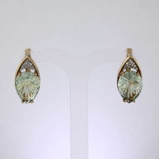 Серьги. Аметист зеленый. Арт.1348АзКц из золота 585 пробы