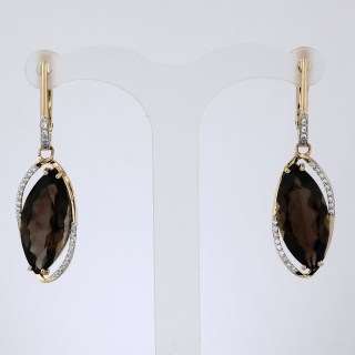 Серьги. Раухтопаз. Арт.1415РКц из золота 585 пробы