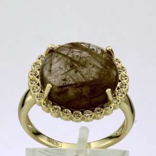 Кольцо. Кварц. Арт.1339БрКвв из золота 585 пробы